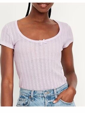 Old navy Light purple Ribbed Scoop Neck Tee